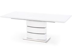 NOBEL bővíthető étkezőasztal, fehér/rozsdamentes acél színű, 160-200x90x75 cm HM0065