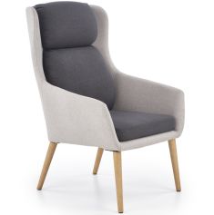 PURIO fotel, fa lábakkal, világosszürke/sötétszürke színű, 67x75x103x42 cm, HM1746