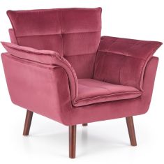 REZZO fotel, fa lábakkal, bordó/sötét dió színű, 80x73x84x44 cm, HM1573