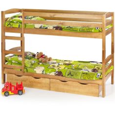 SAM fenyő emeletes ágy matraccal, fiókok nélkül, égerfa színű, 198x87x144 cm HM0552