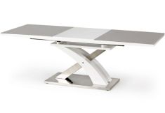 SANDOR bővíthető étkezőasztal, szürke/fehér/rozsdamentes acél, 160-220x90x75 cm HM0090