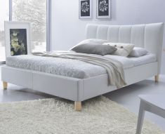 SANDY 160 franciaágy, matrac nélkül, ágyráccsal, fehér/bükkfa színű, 174x217x100 cm HM0597