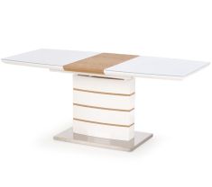 TORONTO bővíthető étkezőasztal, fehér/aranytölgy színű, 140-180x80x76 cm, HM1437