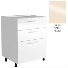 VENTO elemes konyhabútor, alsószekrény, 3 fiókos, bézs/fehér, 60x82x52 cm HM0187