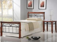 VERONICA 90 ágy, matrac nélkül, ágyráccsal, cseresznye/fekete színű, 96x217x92 cm HM0602