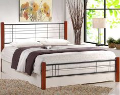 VIERA 160 franciaágy, matrac nélkül, ágyráccsal, cseresznye/fekete, 160x200x105 cm HM0606