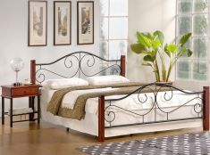 VIOLETTA 120 franciaágy, matrac nélkül, ágyráccsal, cseresznye/fekete, 123x205x89 cm HM0607