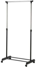 WU-8 gurulós ruhaállvány, állítható magasságú, króm/fekete színű, 88x44x94-170 cm HM0728