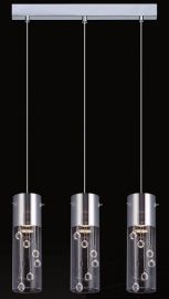 Italux CORDELL függőlámpa kristály dekorral, GU10, 3x35W, króm/átlátszó