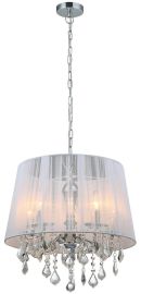 Italux CORNELIA függőlámpa kristály dekorral, E14, 5x40W, króm/fehér