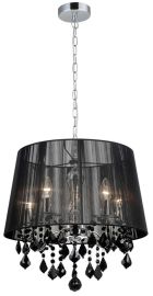 Italux CORNELIA függőlámpa kristály dekorral, E14, 5x40W, króm/fekete