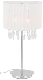 Italux ESSENCE asztali lámpa kristály dekorral, E14, 3x40W, króm/fehér