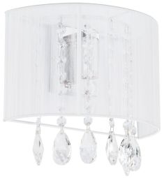 Italux ESSENCE fali lámpa kristály dekorral, E14, 1x40W, króm/fehér