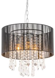 Italux ESSENCE függőlámpa kristály dekorral, E14, 3x40W, króm/fekete