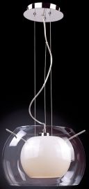 Italux KOMA függőlámpa d30 cm, E27, 1x60W, króm/fehér