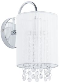 Italux LANA fali lámpa kristály dekorral, E14, 1x40W, króm/fehér