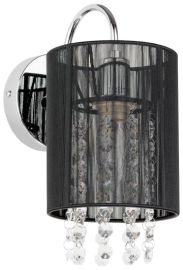 Italux LANA fali lámpa kristály dekorral, E14, 1x40W, króm/fekete