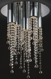 Italux LARIX kerek mennyezeti lámpa kristály dekorral, GU10, 5x35W, króm/ezüst