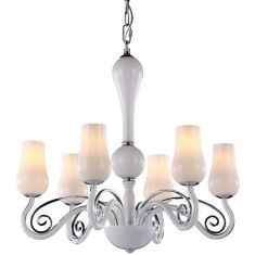 Italux LYBRA csillár, d65cm, E14, 6x40W, króm/fehér