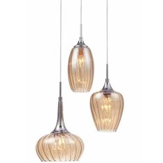 Italux MARANO függőlámpa, d40cm, E14, 3x40W, króm/borostyán