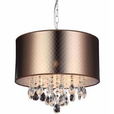 Italux MOTAN függőlámpa, kristály dekorral, d40cm, E14, 3x40W, barna