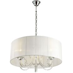 Italux MULBER függőlámpa, kristály dekorral, d55cm, E14, 3x40W, króm/fehér