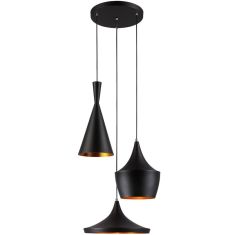 Italux PEDRO függőlámpa, d49cm, E27, 3x60W, fekete/sárgaréz