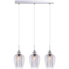 Italux PIRITA függőlámpa, kristály dekorral, E14, 3x40W, króm/átlátszó