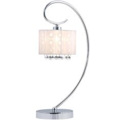 Italux SPAN asztali lámpa, kristály dekorral, E14, 1x40W, króm/fehér/átlátszó