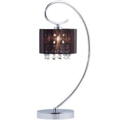Italux SPAN asztali lámpa, kristály dekorral, E14, 1x40W, króm/fekete/átlátszó