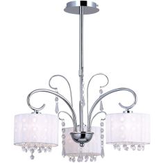 Italux SPAN csillár, kristály dekorral, d50cm, E14, 3x40W, króm/fehér/átlátszó