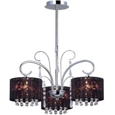 Italux SPAN csillár, kristály dekorral, d50cm, E14, 3x40W, króm/fekete/átlátszó