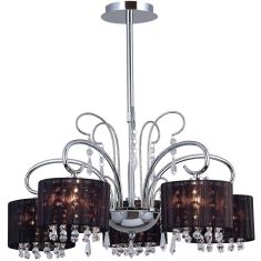 Italux SPAN csillár, kristály dekorral, d50cm, E14, 5x40W, króm/fekete/átlátszó