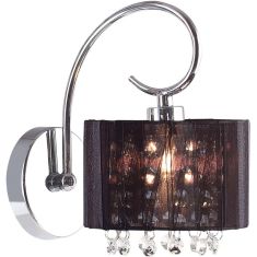 Italux SPAN fali lámpa, kristály dekorral, E14, 1x40W, króm/fekete/átlátszó