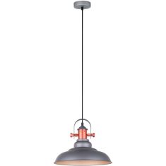 Italux TEMPER függőlámpa, d31.5cm, E27, 1x60W, fekete/réz/szürke