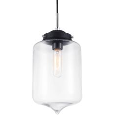 Italux TUBE függőlámpa, d17cm, E27, 1x60W, fekete/átlátszó