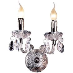 Italux WHIZ fali lámpa, kristály dekorral, E14, 2x40W, króm/átlátszó