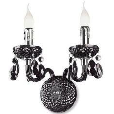 Italux WHIZ fali lámpa, kristály dekorral, E14, 2x40W, króm/fekete