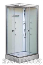 Sanimix szögletes hidromasszázs zuhanykabin, zuhanytálcával, 100x80x215 cm, fehér 22.8708