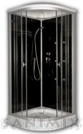 Sanimix íves hidromasszázs zuhanykabin, zuhanytálcával, 90x90x222 cm, fekete 22.1058 BLACK