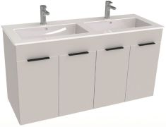 Jika CUBE mosdószekrény 2 mosdóval, 4 ajtó, 120x43 cm, fehér H4536611763001