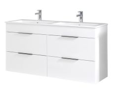 Jika CUBE mosdószekrény 2 mosdóval, 4 fiók, 120x43 cm, fehér H4536621763001