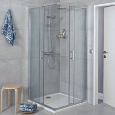 Jika CUBITO szögletes zuhanykabin, 80x80 cm, ezüst profil, átlátszó üveg H2512410026681