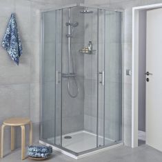 Jika CUBITO szögletes zuhanykabin, 90x90 cm, ezüst profil, átlátszó üveg H2512420026681