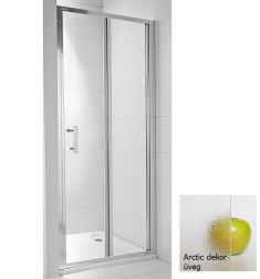 Jika CUBITO két részes zuhanyajtó, 80x195 cm, ezüst profil, arctic dekor üveg H2552410026661