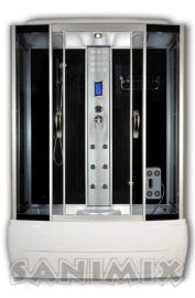 Sanimix kádas hidromasszázs gőzkabin, 170x85x220 cm, fekete 22.8011-170 STEAM