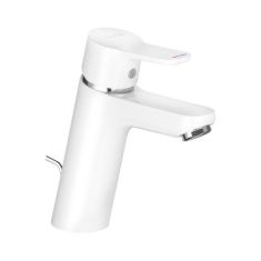 Kludi PURE&EASY egykaros mosdó csaptelep 100 N, lefolyógarnitúrával, fehér/króm, 372909165