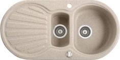 Marmorin KORUND egymedencés gránit mosogató, gyümölcsmosóval csepegtetővel, homok 190513007