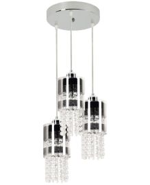 Lampex BONA függőlámpa, kristály dekorral, d20cm, E27, 3x60W, króm/átlátszó, 603/3P