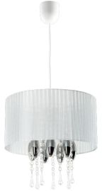 Lampex CAMILLA függőlámpa, kristály dekorral, d36cm, E27, 1x60W, fehér/króm, 661/1 BIA